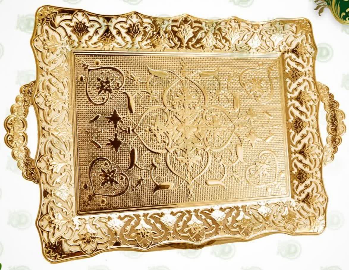 سینی مستطیل گلد مدل یاسمن